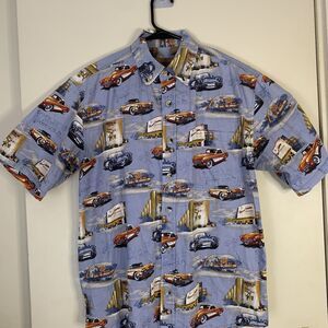 Clearwater Outfitters Shirt Mens Large Corvette Muscle Cars Button Up Casual